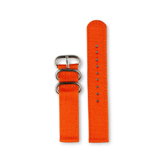 Klockarmband Nylon: Orange med SS-detaljer - Natoband.nu